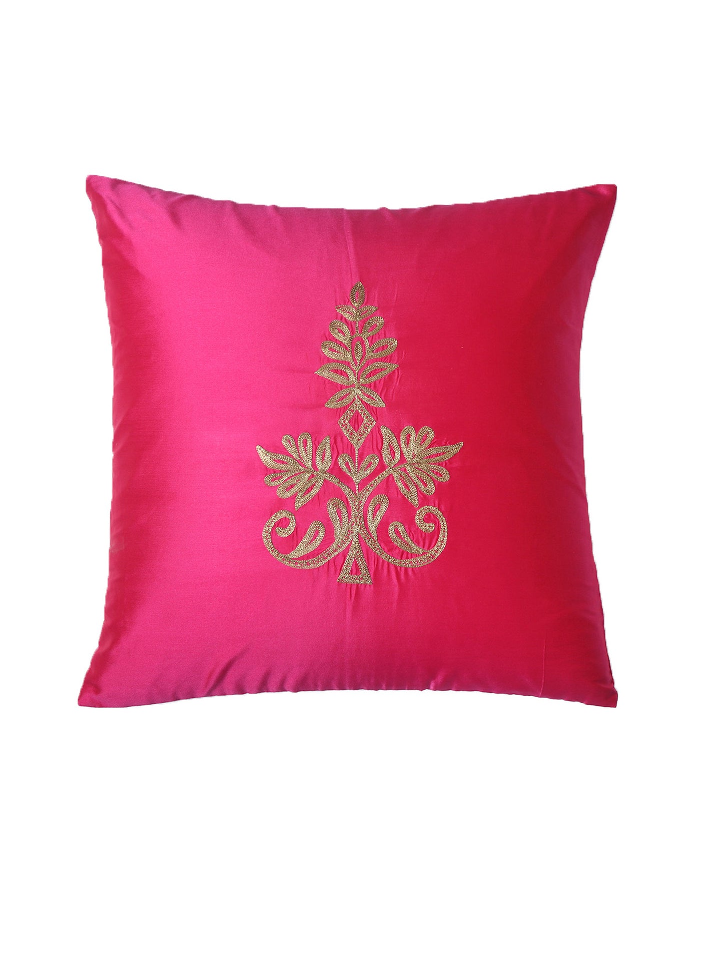Cushion Cover for Sofa, Bed Polyester Motif Embroidery | Pink - 16x16in(40x40cm) (Pack of 1)