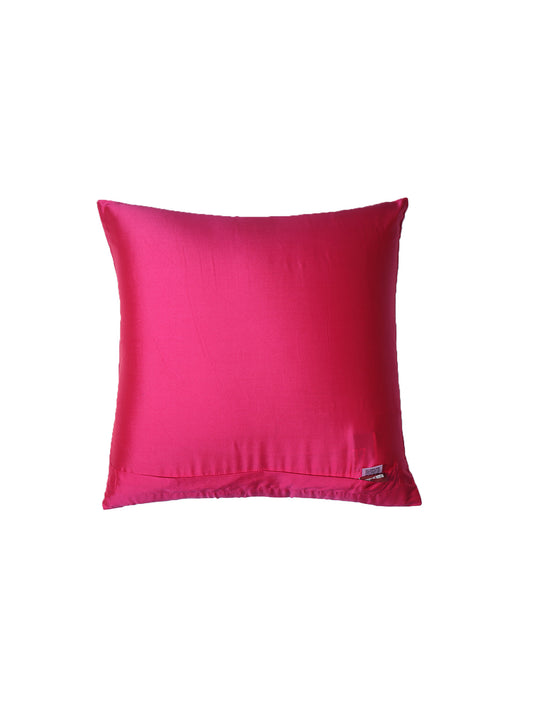 Cushion Cover for Sofa, Bed Polyester Motif Embroidery | Pink - 16x16in(40x40cm) (Pack of 1)