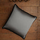 Flat Border Piping Polyester Cushion Cover | 16 Inch x 16 Inch | Grey & Black