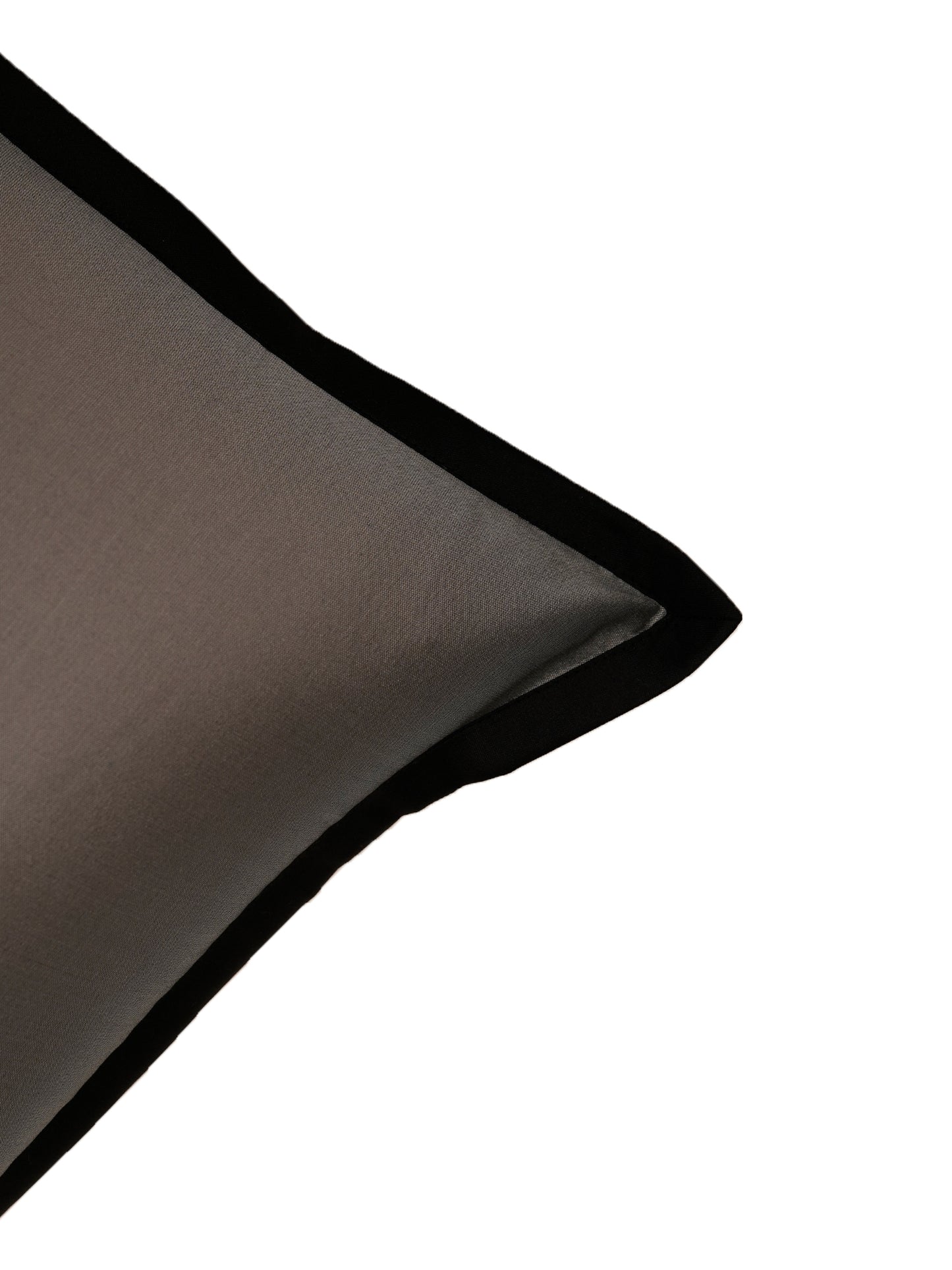 Flat Border Piping Polyester Cushion Cover | 16 Inch x 16 Inch | Grey & Black