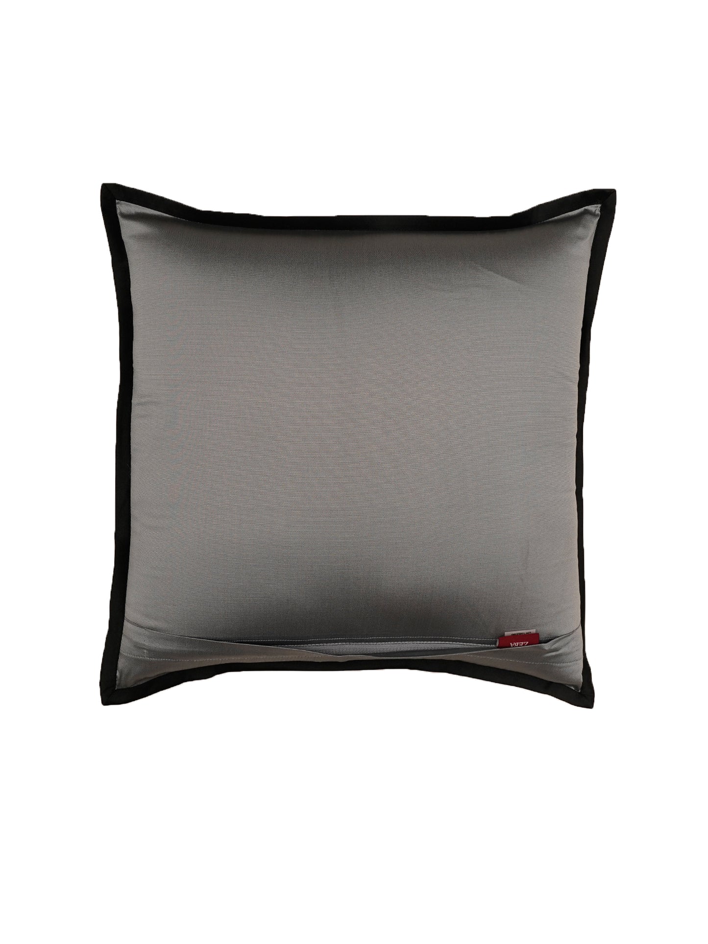 Flat Border Piping Polyester Cushion Cover | 16 Inch x 16 Inch | Grey & Black