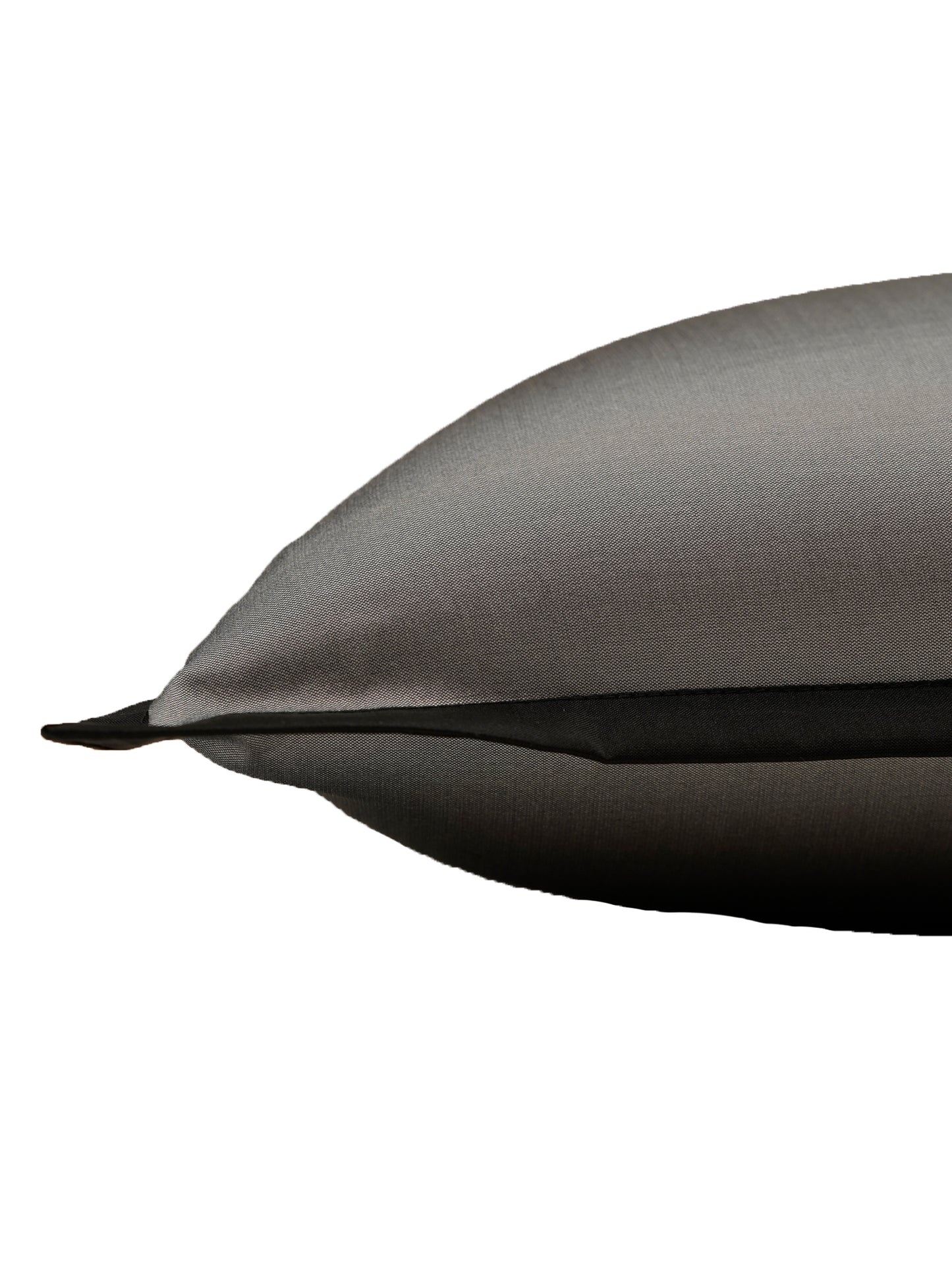 Flat Border Piping Polyester Cushion Cover | 16 Inch x 16 Inch | Grey & Black