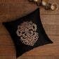 Embroidered Golden Motif | Pitch Black Cushion Cover | Standard 16 Inch x 16 Inch | Durable Polyester Fabric