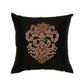 Embroidered Golden Motif | Pitch Black Cushion Cover | Standard 16 Inch x 16 Inch | Durable Polyester Fabric