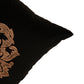 Embroidered Golden Motif | Pitch Black Cushion Cover | Standard 16 Inch x 16 Inch | Durable Polyester Fabric