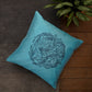 Embroidered Black Motif | Aquatic Blue Cushion Cover | Standard 16 Inch x 16 Inch | Durable Polyester Fabric