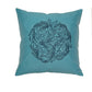Embroidered Black Motif | Aquatic Blue Cushion Cover | Standard 16 Inch x 16 Inch | Durable Polyester Fabric