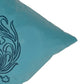 Embroidered Black Motif | Aquatic Blue Cushion Cover | Standard 16 Inch x 16 Inch | Durable Polyester Fabric