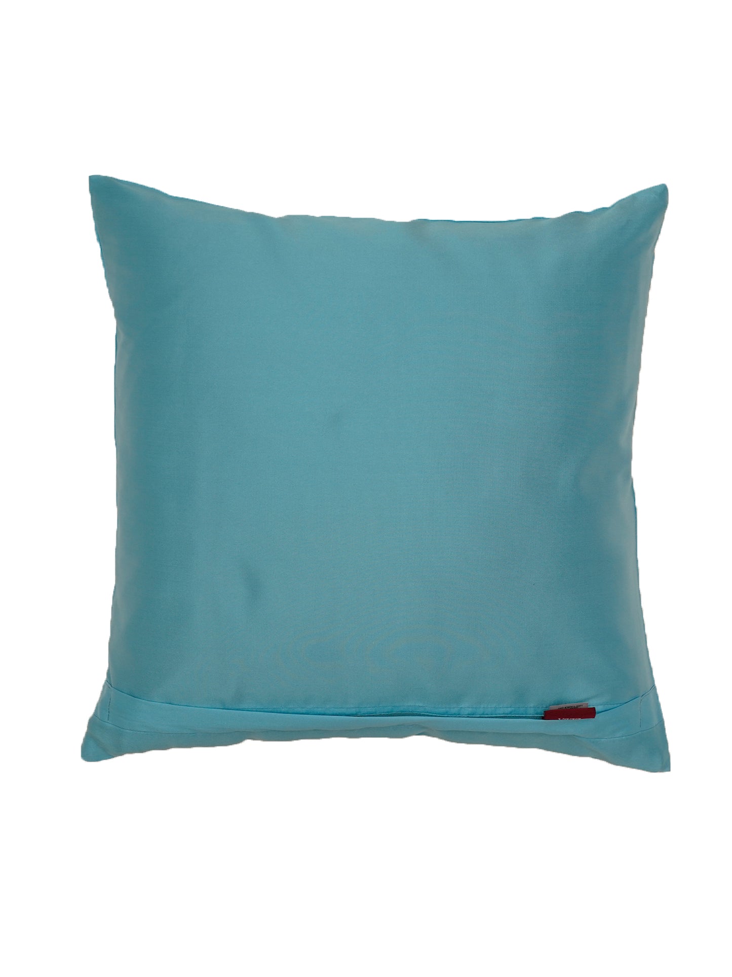 Embroidered Black Motif | Aquatic Blue Cushion Cover | Standard 16 Inch x 16 Inch | Durable Polyester Fabric