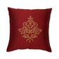 Embroidered Golden Motif | Classy Red Cushion Cover | Standard 16 Inch x 16 Inch | Durable Polyester Fabric