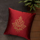 Embroidered Golden Motif | Classy Red Cushion Cover | Standard 16 Inch x 16 Inch | Durable Polyester Fabric
