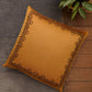 Embroidered Brown Motif | 18 Karat Golden Cushion Cover | Standard 16 Inch x 16 Inch | Durable Polyester Fabric