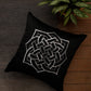 Embroidered Silver Motif | Pitch Black Cushion Cover | Standard 16 Inch x 16 Inch | Durable Polyester Fabric