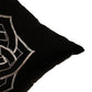 Embroidered Silver Motif | Pitch Black Cushion Cover | Standard 16 Inch x 16 Inch | Durable Polyester Fabric