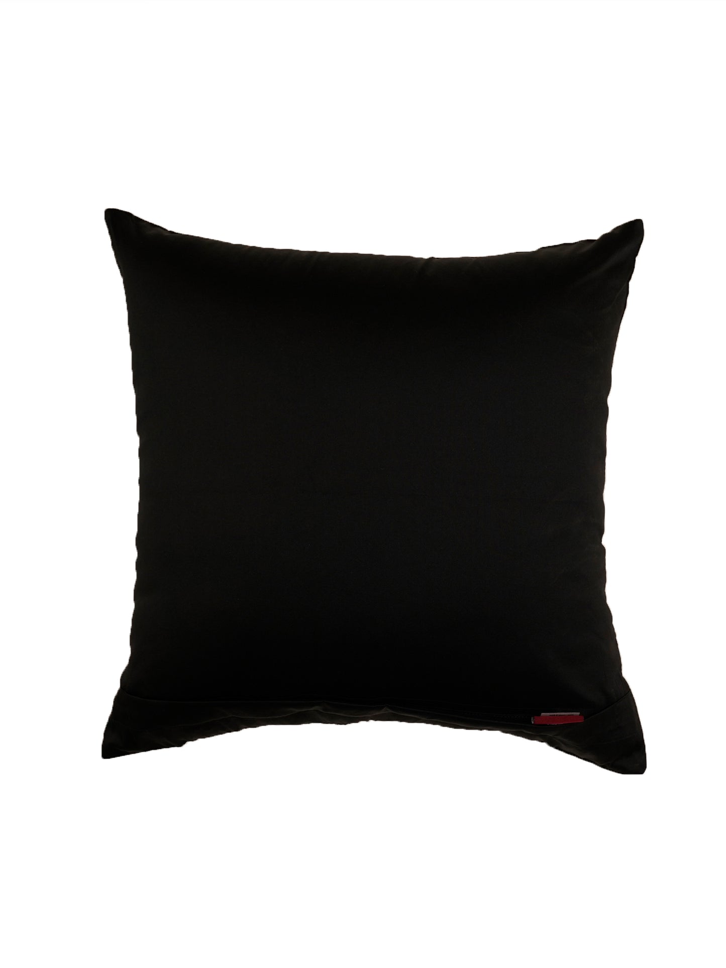 Embroidered Silver Motif | Pitch Black Cushion Cover | Standard 16 Inch x 16 Inch | Durable Polyester Fabric