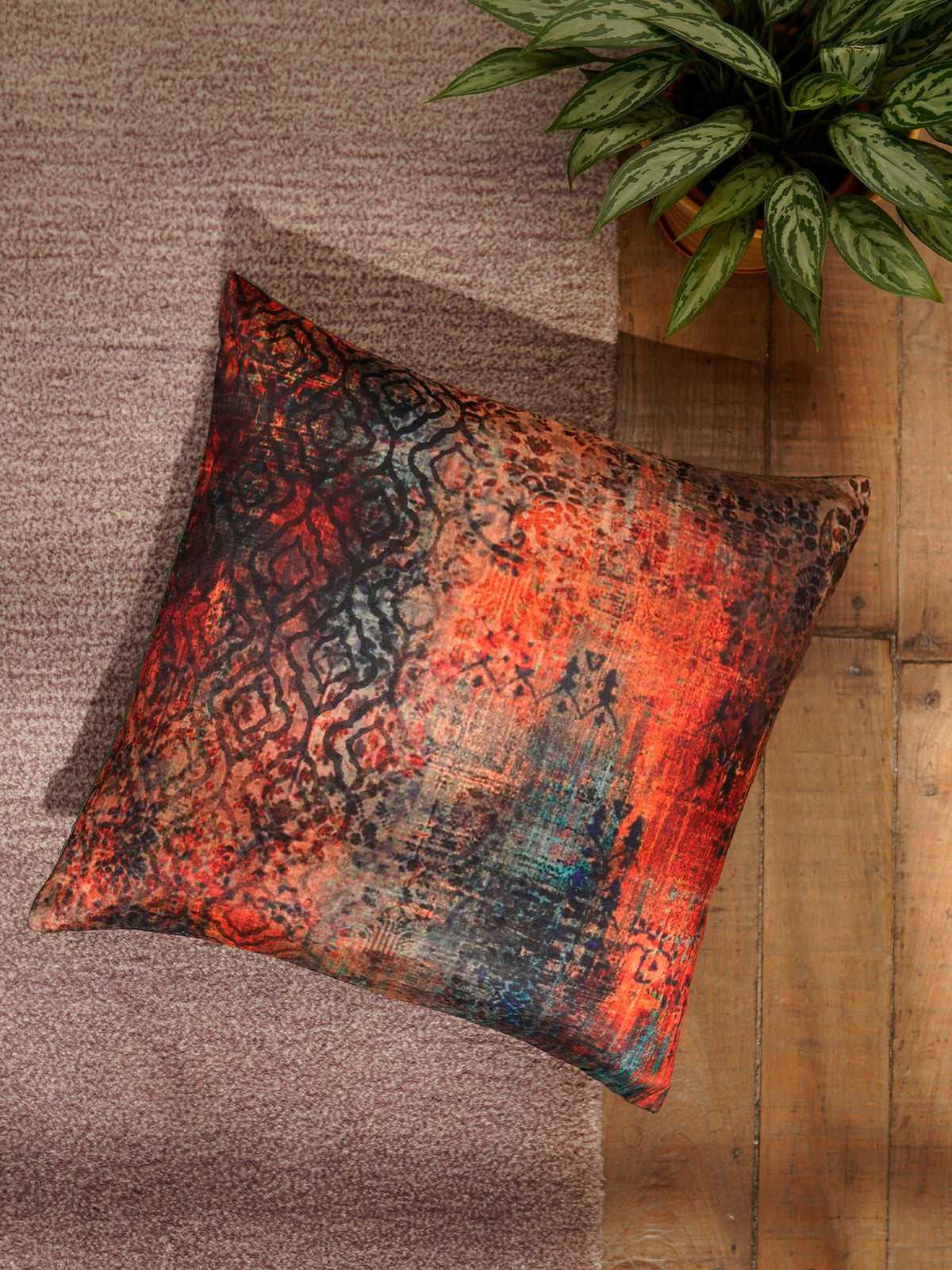 Cushion Cover Poly Canvas Warli Inspired Multi - 16" X 16"