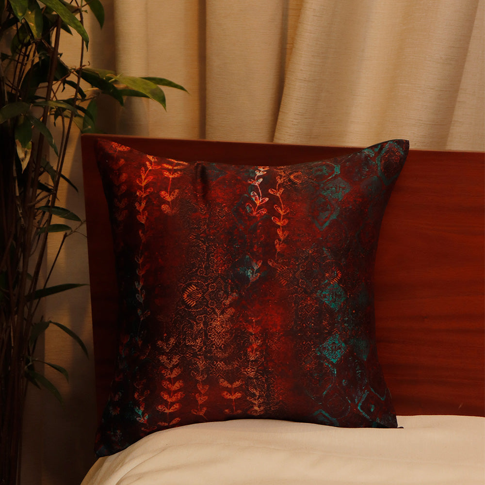 Cushion Cover Printed Poly Canvas Contemporary Red Blue - 16" X 16"
