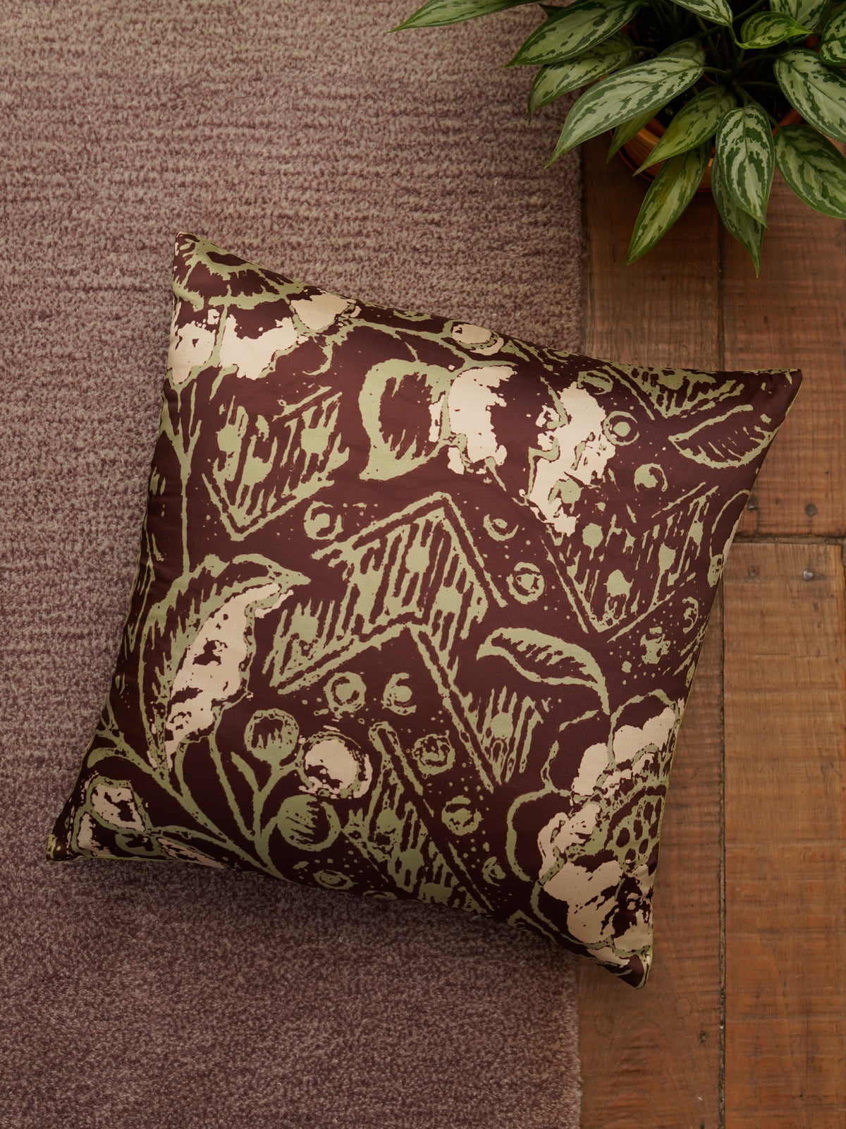 Cushion Cover Poly Canvas Modern Print Brown - 16" X 16"