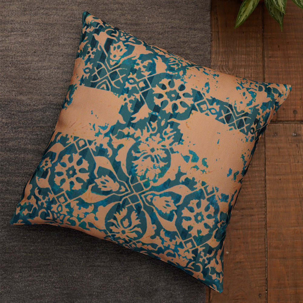 Cushion Cover Polycanvas Ocher Blue Contemporary Ocher Blue - 16" X 16"