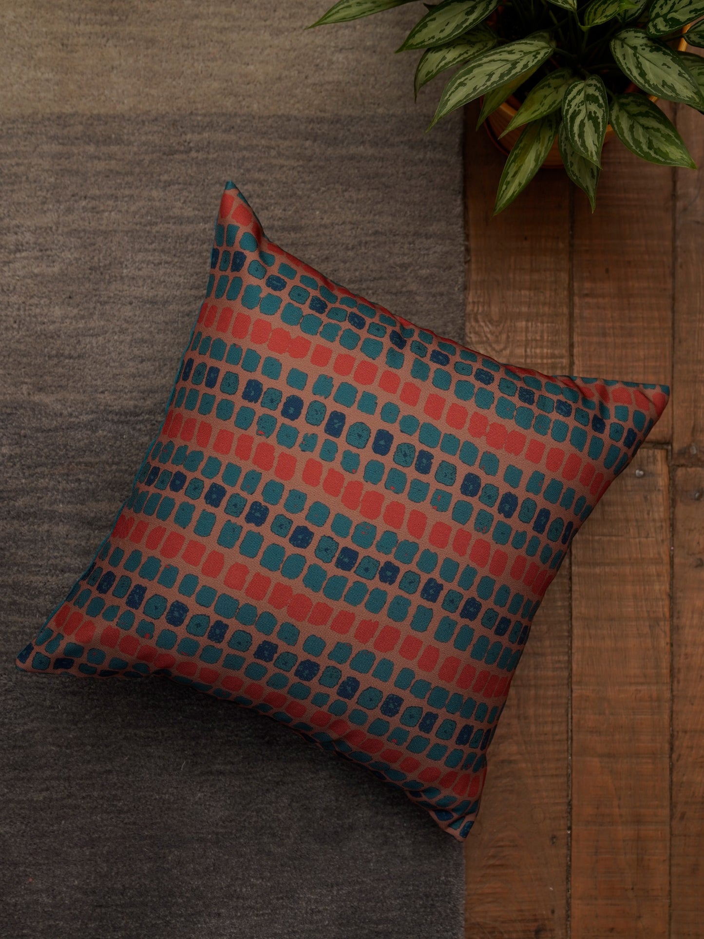 Cushion Covers Set Of 3 Polycanvas Printed Tribal Forest Multi- 16" X 16"