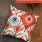 Ikat Cushion Cover 16x16 Inch | Handcrafted Poly-Canvas with Indigo & Blush Pattern