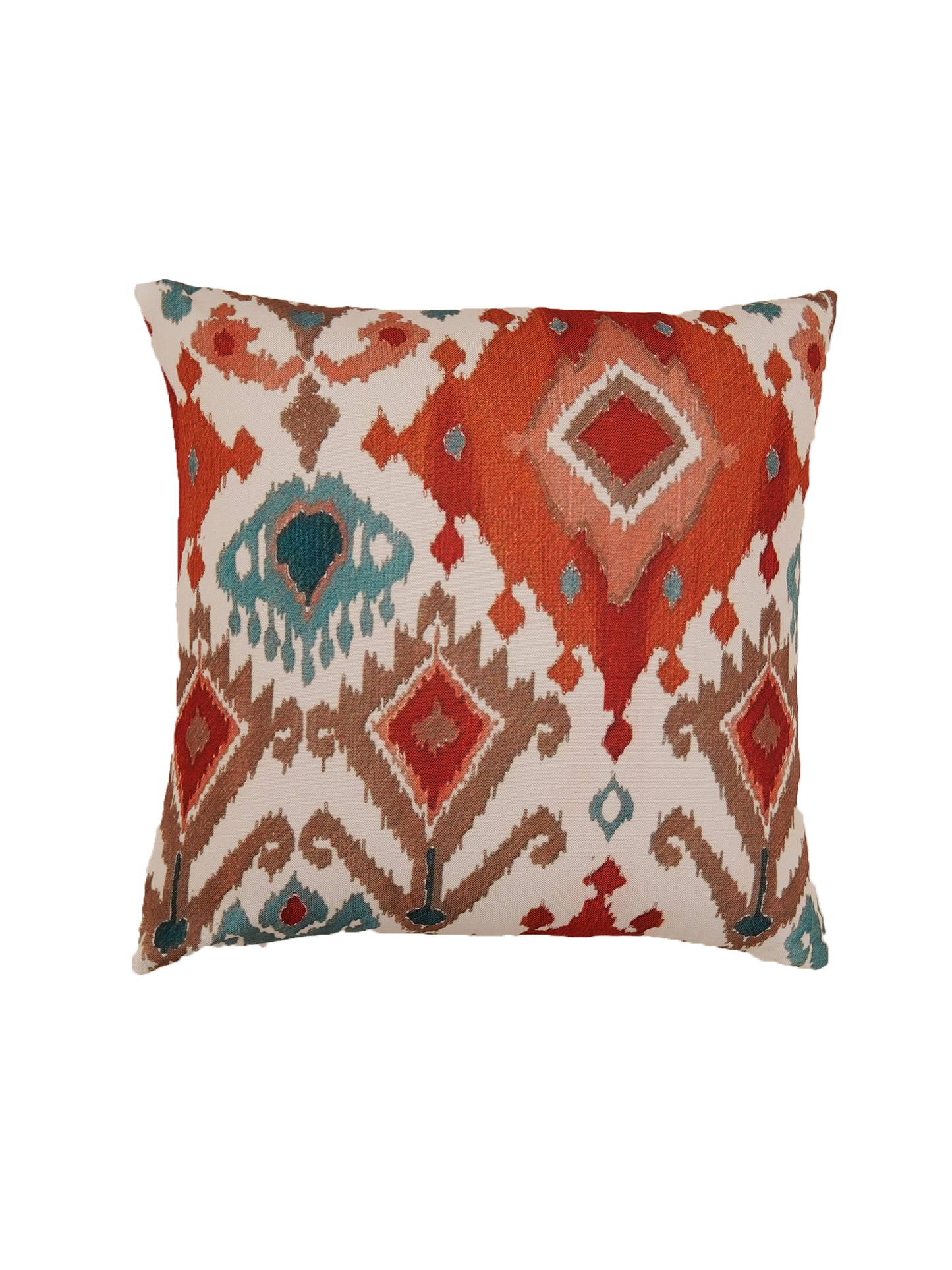 Cushion Covers Set Of 3 Polycanvas Printed Abstract Ikat Pattern Multicolor- 16" X 16"