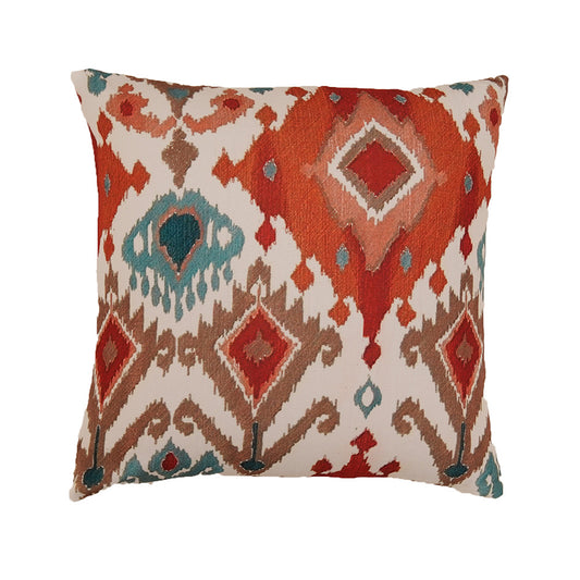 Cushion Cover Poly-Canvas Ikat Pattern | Solid Print | 16" X 16" Inch