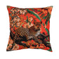 Leopard Print Cushion Cover 16x16 Inch | Red Poly-Canvas Wildlife Home Decor