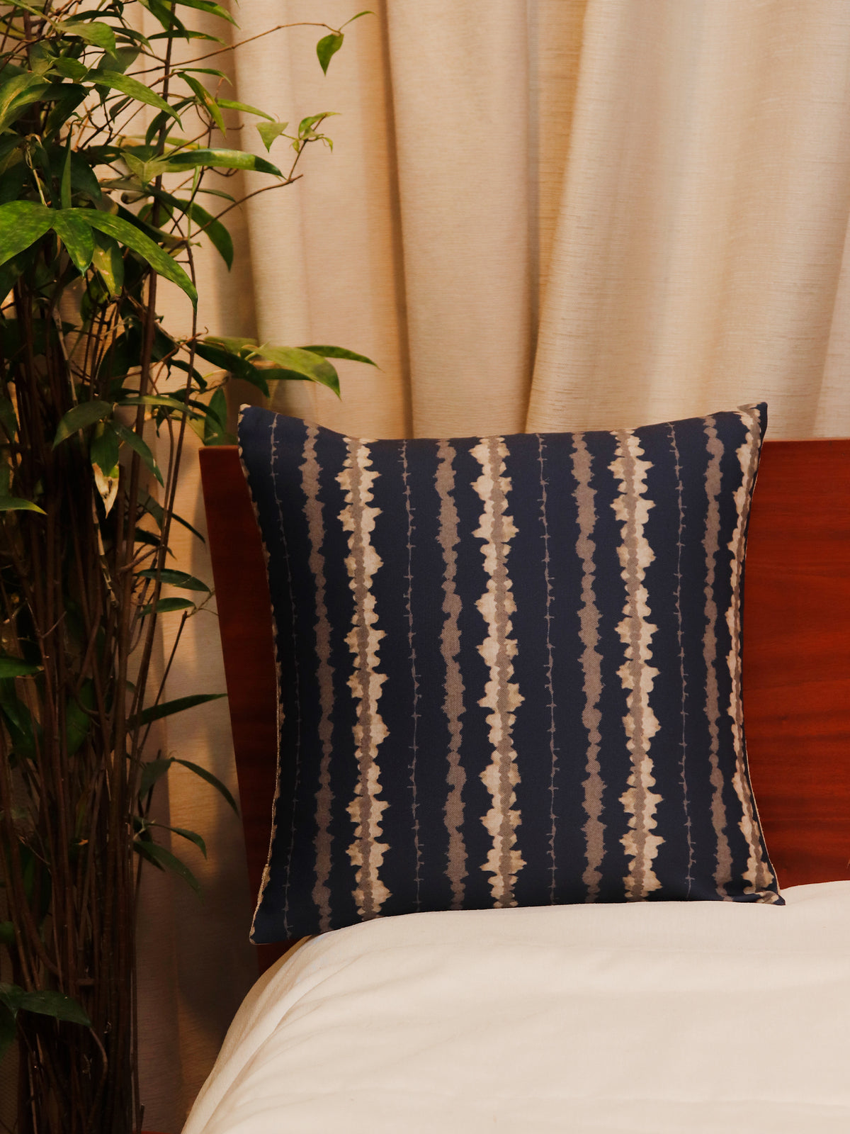 Cushion Covers Set Of 3 Polycanvas Printed Earthy tone modern Ikat Mult - 16" X 16"