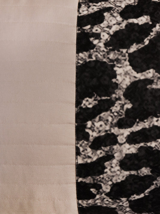 Cushion Cover Poly-Canvas Quilted with Animal Print Grey | 12X20 Inch
