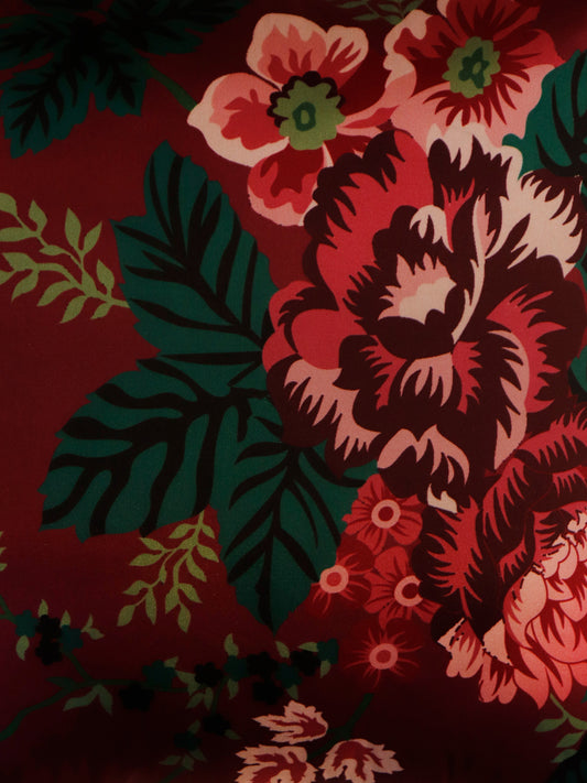 Printed Cushion Cover Polyster Maroon Green - 16"x16"