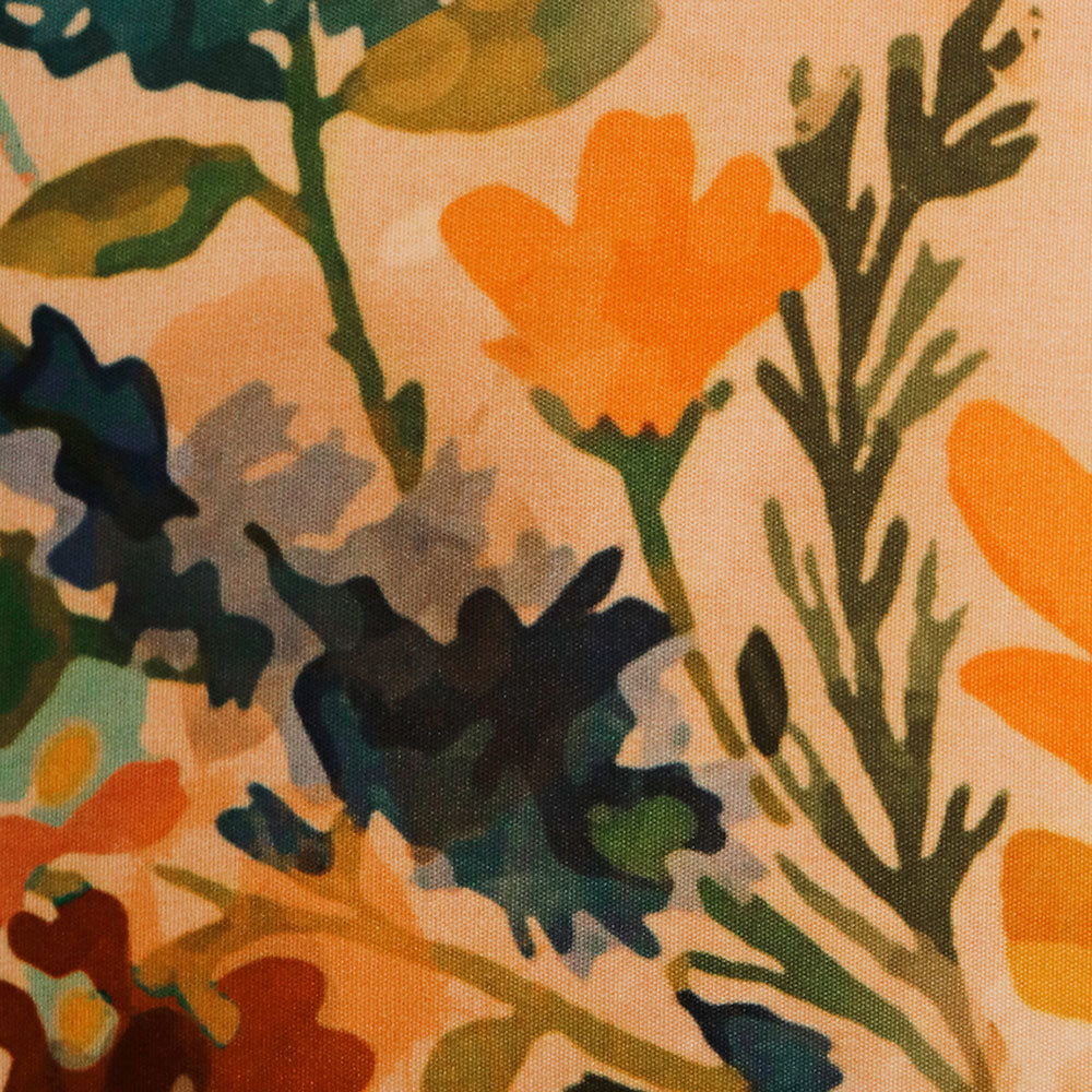 Cushion Cover Printed Poly Canvas Watercolor Florals Beige - 16"x16"