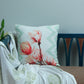 Digital Printed Cushion Cover Floral Green & Pink - 16" X 16" Inch