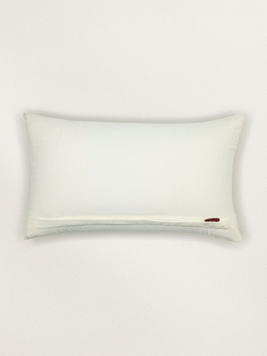 Embroidered Cushion Cover 12 Inch x 20 Inch | Off White | Cotton