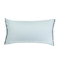 Quilted Cotton Lumbar Cushion Cover – 12" x 22" – White with Fringed Trim