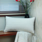 Quilted Cotton Lumbar Cushion Cover – 12" x 22" – White with Fringed Trim