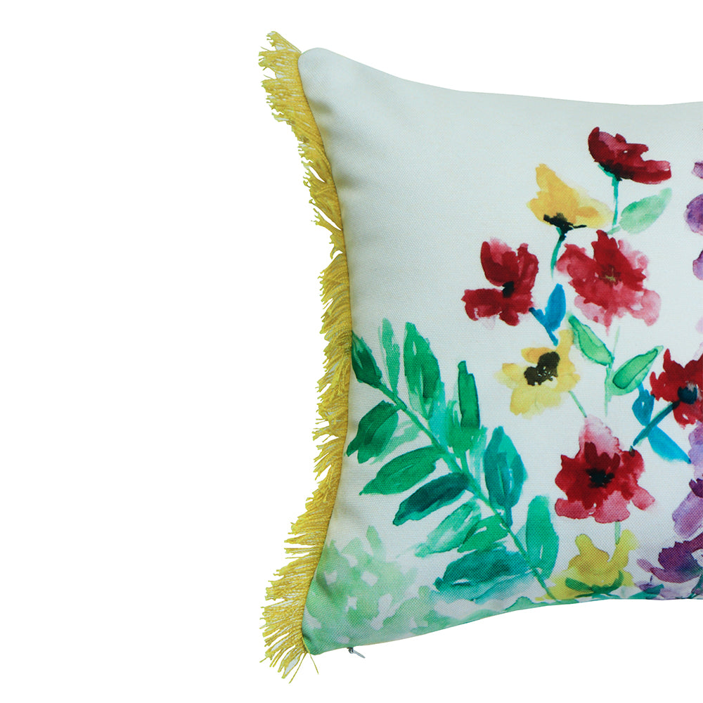 Cushion Cover Poly Canvas Digital print With Frayed Edges Multi - 12"X22"