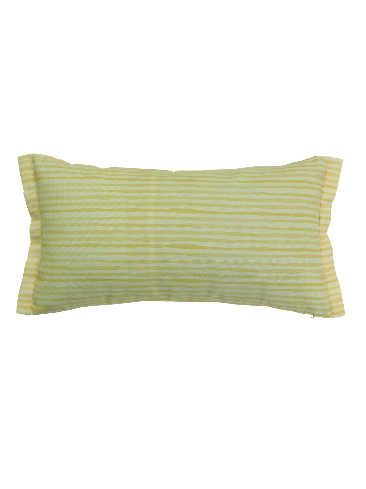 Cushion Cover Poly Canvas Digital print With Frayed Edges Blue Yellow - 12"X22"