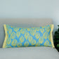 Cushion Cover Poly Canvas Digital print With Frayed Edges Blue Yellow - 12"X22"