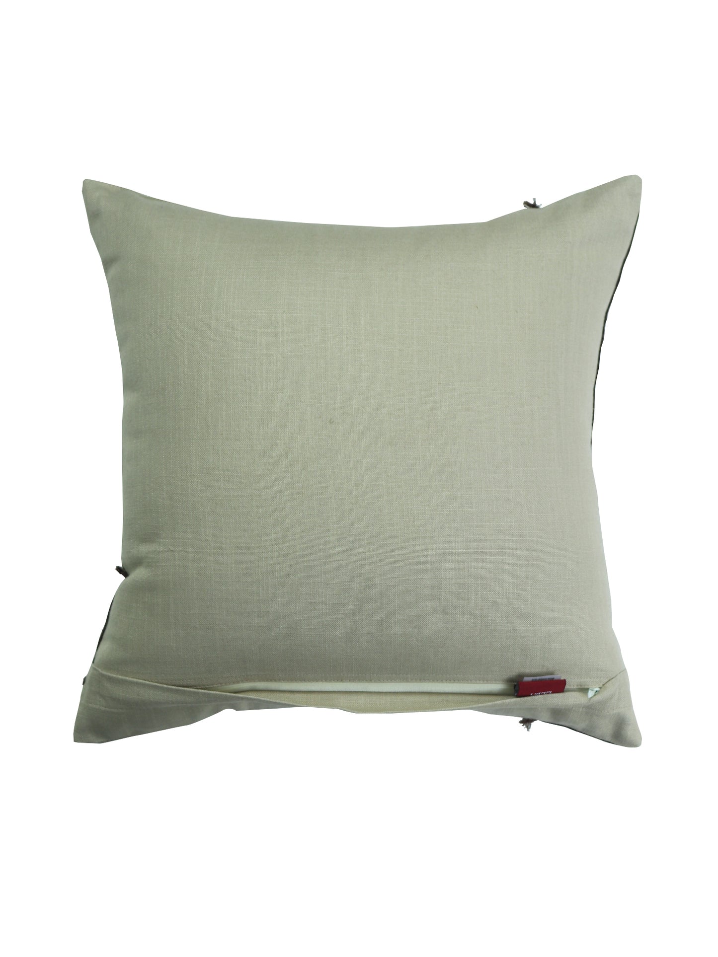Fray Technique Cotton Cushion Cover | 16 Inch x 16 Inch | Brown & White