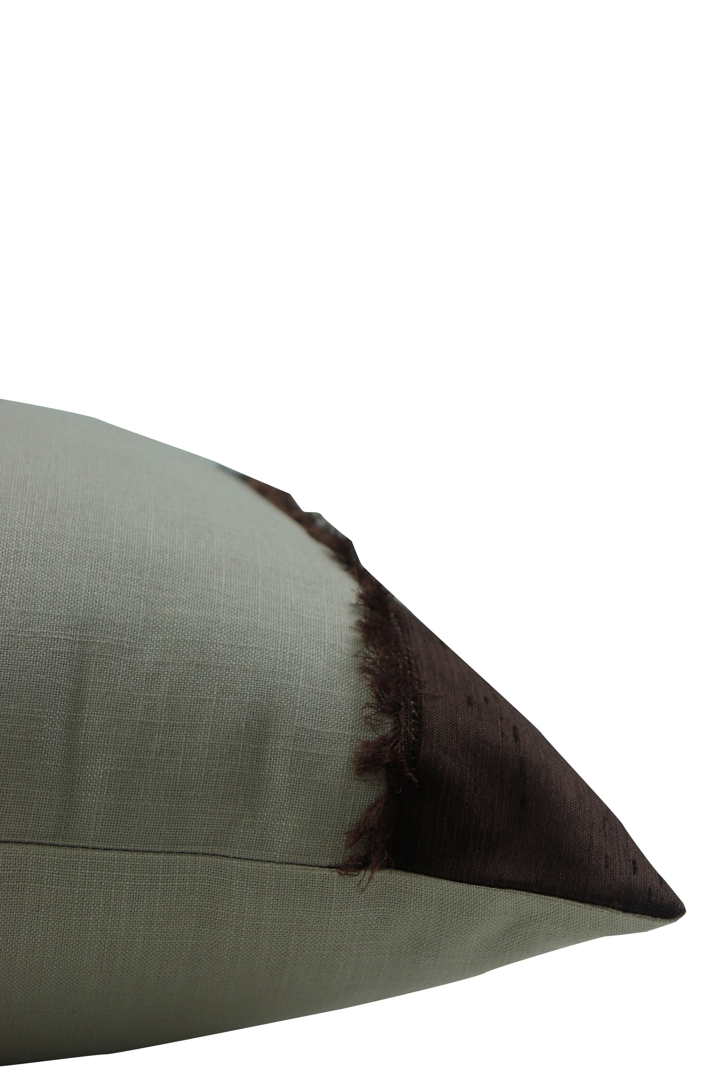 Fray Technique Cotton Cushion Cover | 16 Inch x 16 Inch | Brown & White