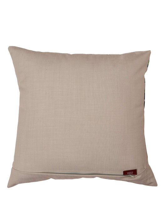 Cushion Cover Poly Canvas Digital Print with Chain Stitch Embroidery Multi - 16" x 16"