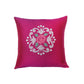 Cushion Cover for Sofa, Bed Polyester Floral Embroidery | Pink  - 16x16in(40x40cm) (Pack of 1)