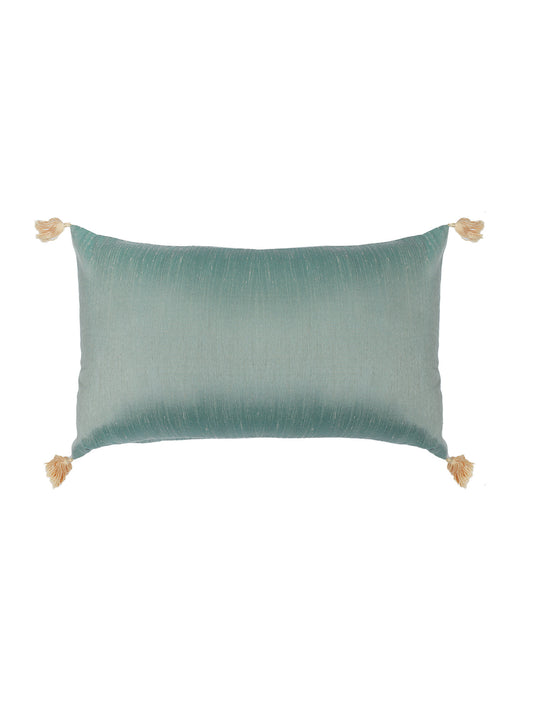 ZEBA World Rectangular Cushion Cover for Sofa - Lumbar Cushion | Tassels  - Polyester | Green - 12x22in(30x55cm) (Pack of 1)