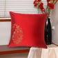 Cushion Cover Polyester Embroidered Paisley Red - 16" x 16"