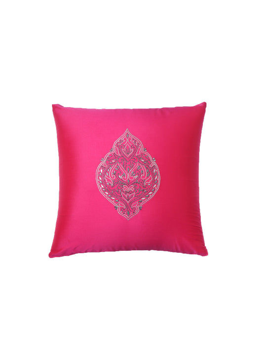 Cushion Cover for Sofa, Bed Polyester Motif Embroidery | Pink - 16x16in(40x40cm) (Pack of 1)