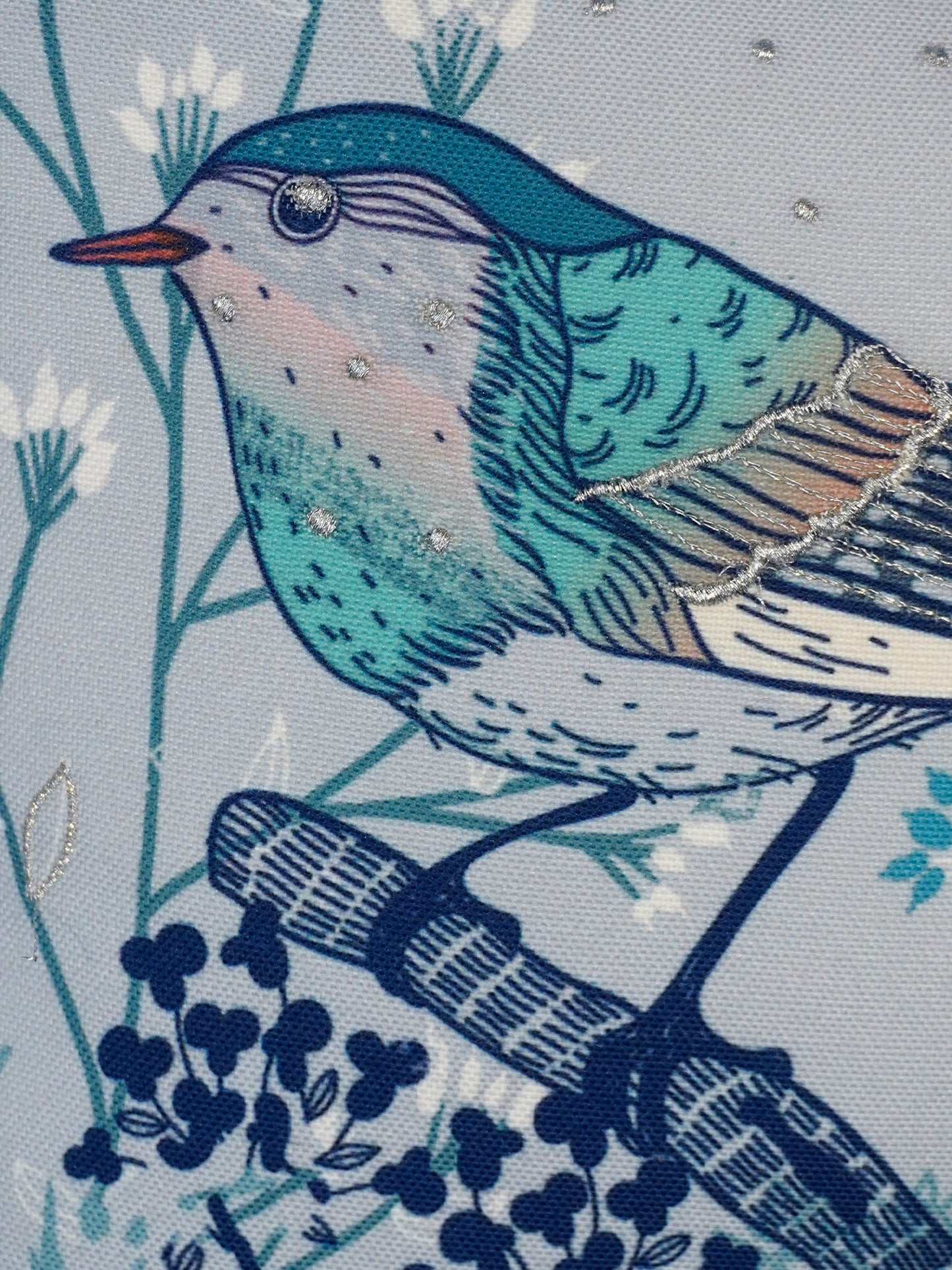 Embroidered Printed Cushion Cover 12 Inch x 12 Inch | Blue