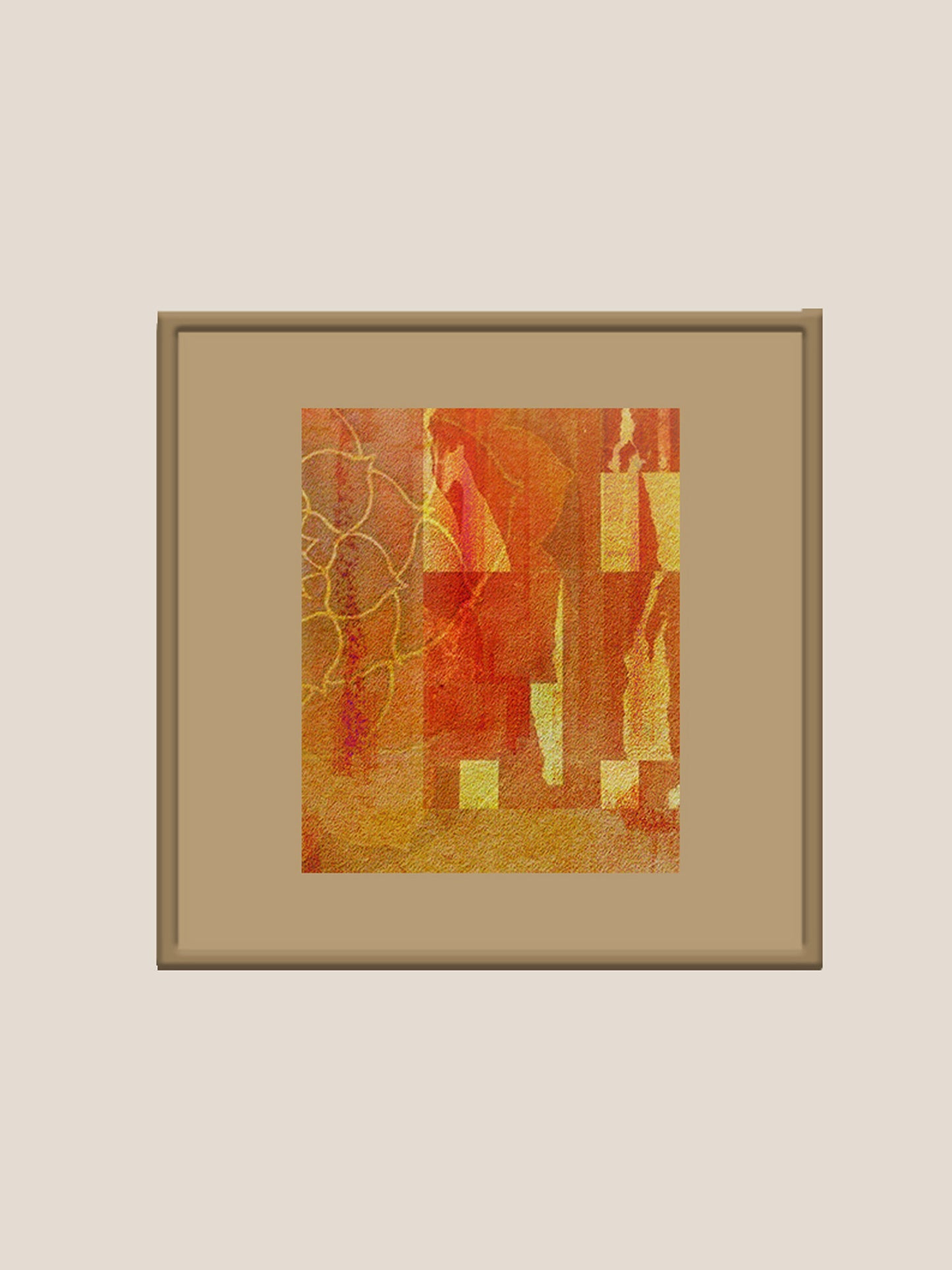 Abstract Rust Embroidered Wall Art | 16 inch x 16 inch