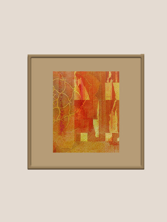Abstract Rust Embroidered Wall Art | 16 inch x 16 inch