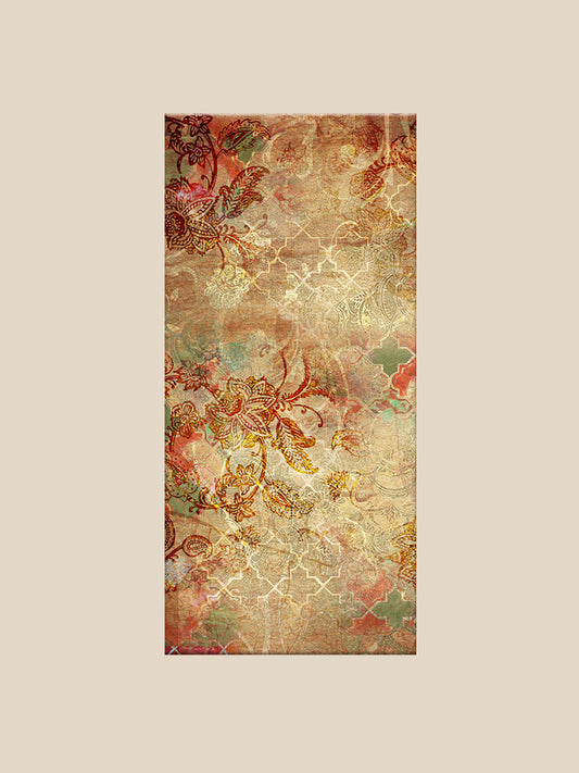 Deep Vermilion Embroidered Wall Art | 24 inch x 48 inch